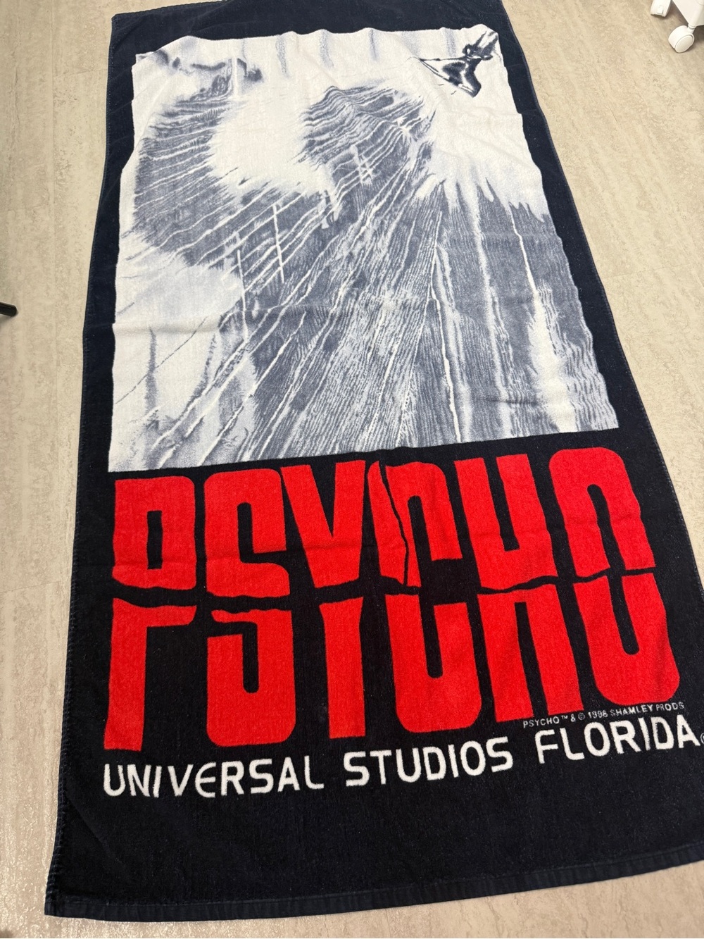 Vintage Psycho beach towel Universal Studios Florida